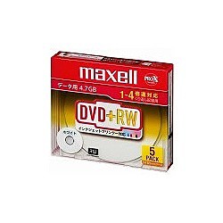 Maxell [D+RW47PWB.S1P5S A] データ用DVD+RW 1-4倍速 4.7GB 1枚ずつ薄型ケース入り5枚パック プリンタブル
