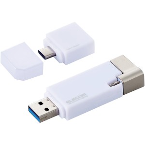 ELECOM [MF-LGU3B128GWH] LightningUSBメモリ/USB3.2(Gen1)/USB3.0対応/128GB/Type-C変換アダプタ付/ホワイト