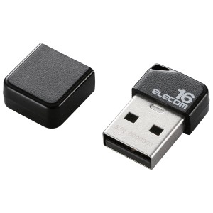 ELECOM [MF-SU2B16GBK] USBメモリ/USB2.0/小型/キャップ付/16GB/ブラック