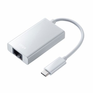 サンワサプライ [USB-CVLAN4WN] 有線LANアダプタ(USB Type-C - LAN変換・USBハブ付き・Gigabit対応・ホワイト)