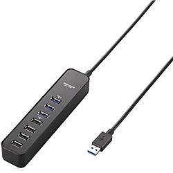 ELECOM [U3H-T706SBK] USB3.0ハブ/マグネット付/セルフパワー・バスパワー共用/7ポート/ブラック