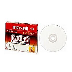 Maxell [DRW47PWC.S1P5S A] データ用DVD-RW 4倍速 4.7GB 1枚ずつ5mmプラケース入り5枚パック プリントホワイト