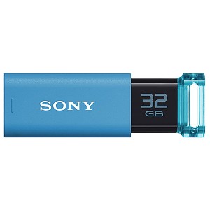 SONY(VAIO) [USM32GU L] USB3.0対応 ノックスライド式USBメモリー ポケットビット 32GB ブルー キャップレス