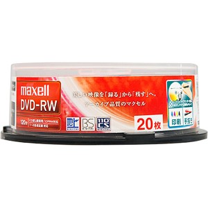 Maxell [DW120WPA.20SP] 録画用DVD-RW 標準120分 1-2倍速 ワイドプリンタブルホワイト スピンドルケース入り 20枚パック