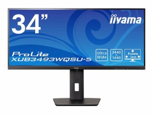 iiyama [XUB3493WQSU-B5] 液晶ディスプレイ 34型/3440×1440/HDMI、DisplayPort/ブラック/スピーカー:あり/IPS方式/昇降 [PSE認証済]