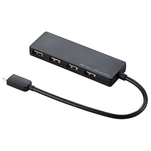 ELECOM [U2HC-A429BBK] USB2.0HUB/Type-C/Aメス4ポート/バスパワー/15cmケーブル/ブラック