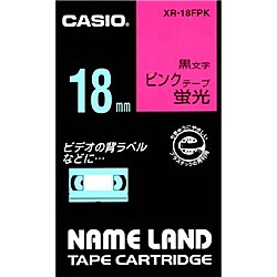 CASIO [XR-18FPK] ネームランド用蛍光色テープ 18mm 蛍光ピンク/黒文字