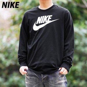 ナイキ Tシャツ メンズ 上 NIKE コットン100% ロンT フューチュラ ビッグロゴ 長袖 BLK 送料無料 新作