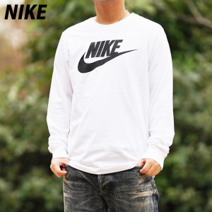 ナイキ Tシャツ メンズ 上 NIKE コットン100% ロンT フューチュラ ビッグロゴ 長袖 WHT 送料無料 新作