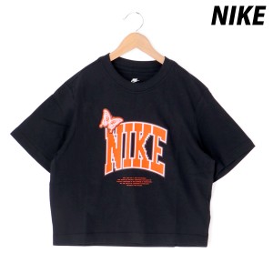 ナイキ Tシャツ ジュニア 上 NIKE コットン100% 綿T ガールズ ゆったり 半袖 BLK 送料無料 新作