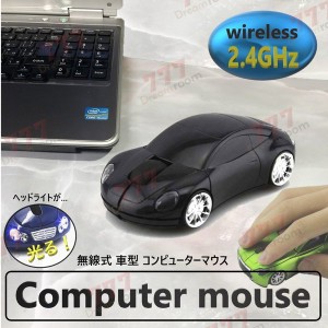 2.4GHz car マウス 【01 ブラック 】 ワイヤレスマウス 無線 USB 光学式 ゲーミング コードレス 車