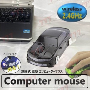 2.4GHz car マウス 【04 ブラック 】 ワイヤレスマウス 無線 USB 光学式 ゲーミング コードレス 車