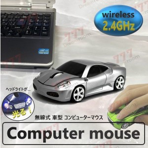 2.4GHz car マウス 【06 シルバー 】 ワイヤレスマウス 無線 USB 光学式 ゲーミング コードレス 車