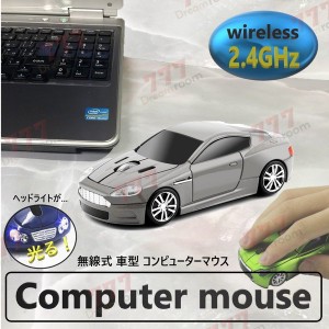 2.4GHz car マウス 【07 グレー 】 ワイヤレスマウス 無線 USB 光学式 ゲーミング コードレス 車