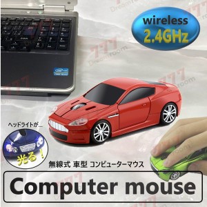 2.4GHz car マウス 【07 レッド 】 ワイヤレスマウス 無線 USB 光学式 ゲーミング コードレス 車