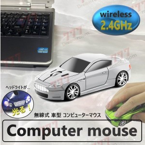 2.4GHz car マウス 【07 シルバー 】 ワイヤレスマウス 無線 USB 光学式 ゲーミング コードレス 車