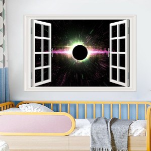 癒しの窓 ウォールステッカー 宇宙 惑星 ブラックホール C942 インテリア シール 模様替え リノベーション フェイク窓