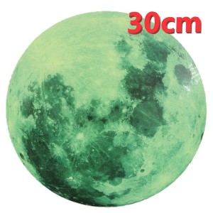 暗闇で光る☆蓄光  Moon 30cm グリーン ムーン 月 宇宙 惑星 ウォールステッカー 壁 天井 シール  リメイク DIY