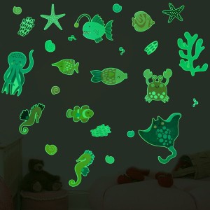 暗闇で光る☆蓄光 海の生き物 set 魚 海 ウォールステッカー 壁 天井 シール  リメイク DIY
