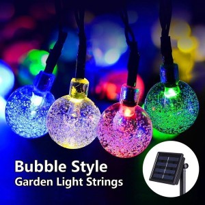 ソーラー イルミネーション バブルボール LED 【マルチ 30球】防水 庭灯 照明 スノーフラワー 装飾 L-024