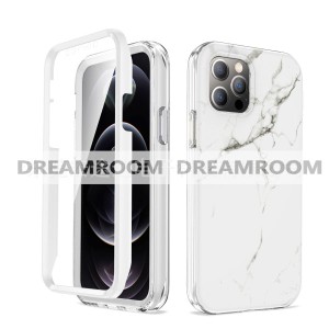 360度フルカバー 【iphone11】 大理石柄 ホワイト 両面ケース 全面保護 カバー セミ ハードケース