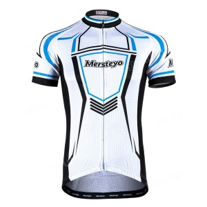 MERSTEYO サイクリングウェア ホワイト×ブルー 半袖  自転車 ウェア サイクルジャージ 吸汗速乾防寒 新品 インポート品【750】
