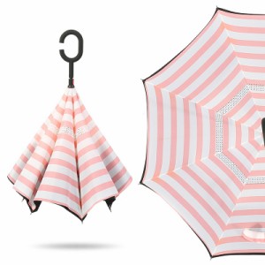 話題の さかさま傘 逆さ傘 長傘 メンズ レディース 逆折り傘 遮光 遮熱 逆向き長傘 逆さま傘 晴雨兼用 UVカット 男女兼用 日傘