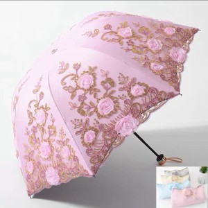 20220711-16 折り畳み傘 晴雨兼用 レディース UVカット 遮熱 刺繍 雨傘日傘 紫外線カット
