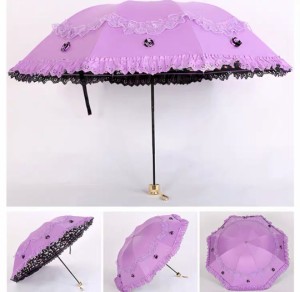 20220711-30 折り畳み傘 晴雨兼用 レディース UVカット 遮熱 刺繍 雨傘日傘 紫外線カット