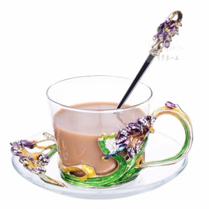 耐熱 ガラス花柄ガラス製 ティーカップ 1客セット食器 コーヒーカップ
