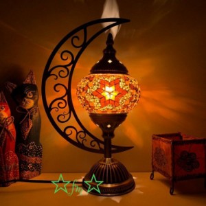 ボヘミア調トルコテーブルランプ モロッコ風照明スタンドライト 手作りモザイクステンドグラス アンティーク調 卓上ステンド