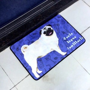 パグタイプ☆ラグマット 玄関マット．パグカーペット．お風呂マット ．犬柄90x60サイズ パグ雑貨