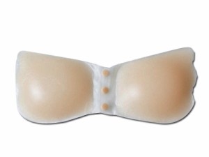 シリコン製 ヌードブラ シリコンブラ 胸パッド ボリュームアップ ボタン式#ベージュ/Aカップ 送料込