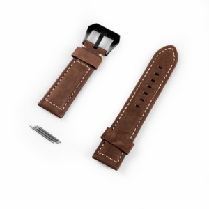 汎用 本革 腕時計 ベルト ブレスレット バンド 交換 ブラックバックル#幅24mm/マット/ライトブラウン 送料込