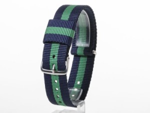 交換用 ナイロン製 腕時計 ベルト バンド 20mm#ブルー+グリーン+ブルー 送料込
