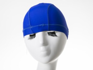男女兼用 弾性繊維製 水泳帽 スイムキャップ/フリーサイズ/シンプル お洒落#無地/ブルー 送料込