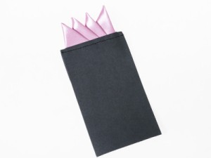 メンズ 正装 ビジネス スーツ タキシード ポケットチーフ ハンカチ 三角×4 一体型#ピンク 送料込