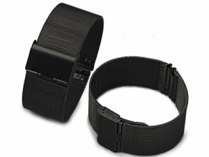 汎用 ステンレス製 メッシュ 腕時計 ベルト ブレスレット バンド 交換用 12mm #ブラック 送料込