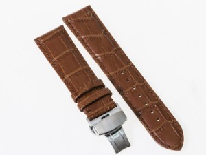 ファッション シンプル 腕時計 交換用 パーツ 合金製 Dバックル バタフライバックル/ダブルタイプ/幅22mm#ブラウン 送料込