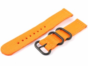 腕時計 交換用 取り換え ナイロン製 パーツ 厚み バンド ベルト ブラックバックル #幅18mm/オレンジ 送料込