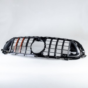 メルセデスベンツ用 Eクラス W213 AMGモデル 2020-2023 ブラック×カーボン調(水圧転写) ロケット GTスタイル フロントグリル