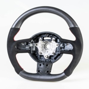 ミニ R55 R56 R57 R58 R59 R60 R61用 D型 ステアリング ホイール ハンドル マットカーボン×本革スエード