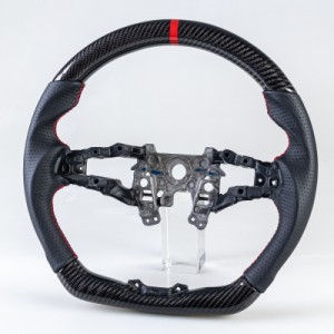 ホンダ用 CR-V 6代目 2023年以降 D型 ステアリング ホイール ハンドル カーボンx本革パンチングレザーx赤い輪デザイン