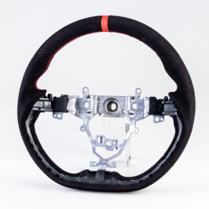 スズキ用 スイフト 3代目 前期 2018-2021 D型 ステアリング ホイール ハンドル 本革スエード×赤い輪デザイン