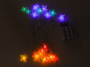 キラキラ輝く パーティー お祭り クリスマス イベント モチーフライト LEDライト イルミネーション 星型/20連/電池使用/3m#レンボー色 送