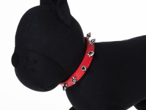 犬用首輪 ペット トゲトゲ スパイク スタッズデザイン XSサイズ#レッド 送料込