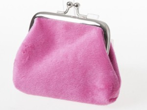 起毛布製 レディース 女性用 がま口 財布 小銭入れ ミニポーチ#ローズ 送料込