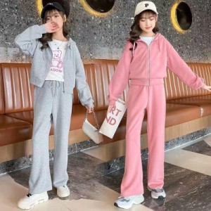 子供服 女の子 春 秋 上下セット ジュニア セットアップ キッズ 2点セット 長袖 トップス パンツ キッズ服 入園式 卒園式 学園祭 受験用