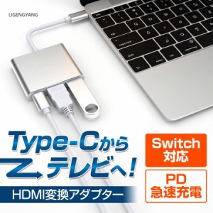 Type-C HDMI 変換アダプタ switch タイプC iPhone15 スイッチ テレビ接続 USB-C Android Windows mac USB3.0 PD充電 急速充電