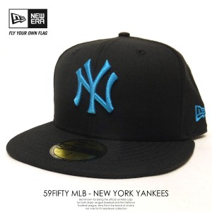 ニューエラ NEW ERA ベースボールキャップ 59FIFTY MLB NY ニューヨーク・ヤンキース ブラック×ブライトターコイズ